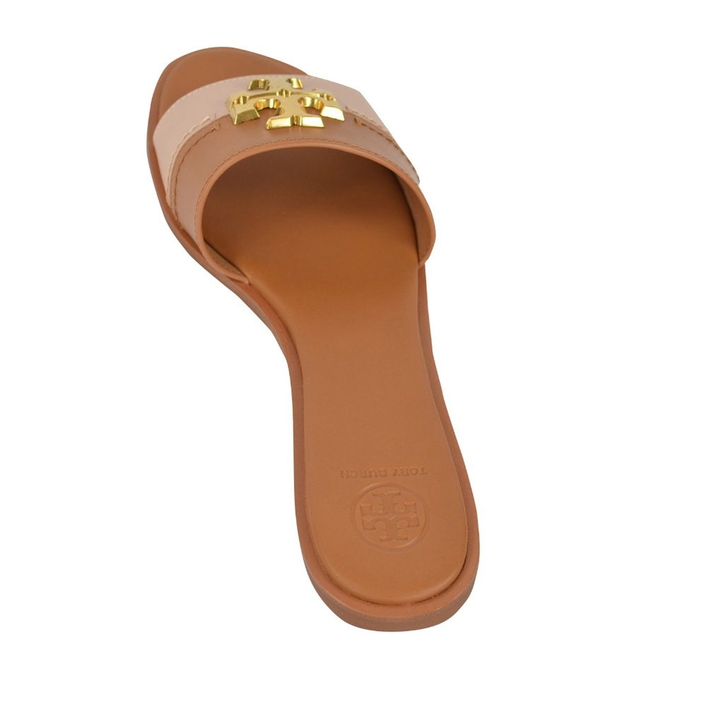 NIB Tory Burch EVERLY Two Tone Slide Sandals Tan - Picture 3 of 7